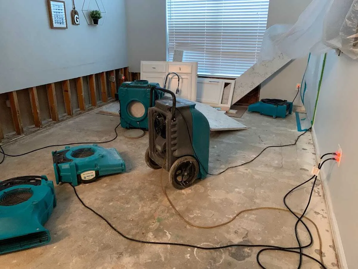 Dehumidifier in flood-cut room for Water Damage Restoration in South Houston